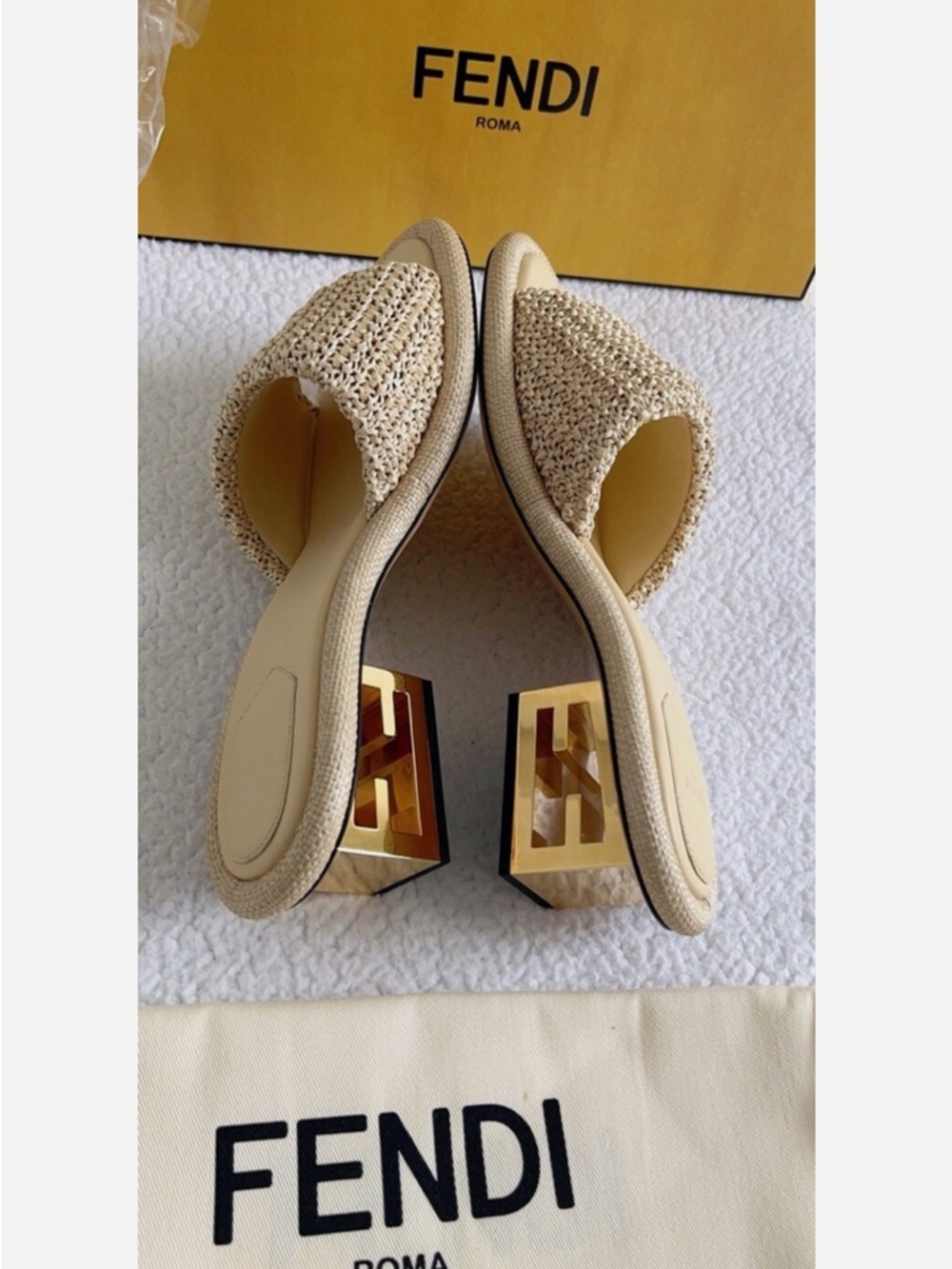FENDI Rafia slide sandal - paglia - Picture 6 of 9